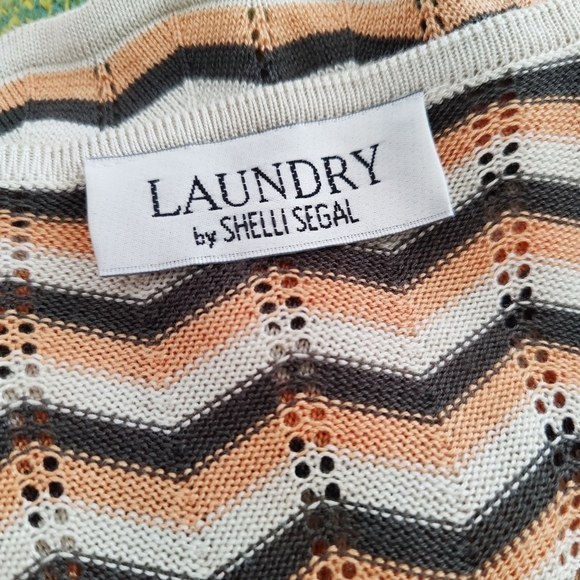 Chevron Print Cardigan • by Laundry • Orange, Gray & White • Fits Small to Med - Picture 5 of 5
